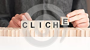 The word of cliche on building blocks concept