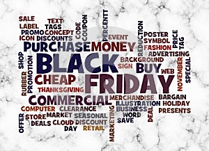 Word Cloud with BLACK FRIDAY concept create with text only