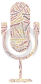 Word cloud concept of music genres photo