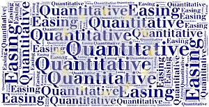 Word cloud concept related to quantitative easing photo