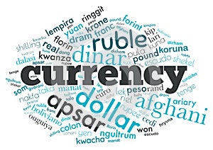 Word cloud currency concept