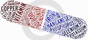 Word cloud diet or nutrition related, including minerals