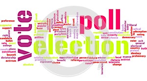 Word cloud with election glossary - vibrant colors variant