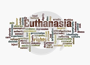 Word Cloud with EUTHANASIA concept, isolated on a white background
