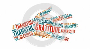 A word cloud forms the shape