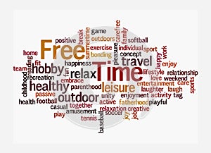 Word Cloud with FREE TIME concept, isolated on a white background