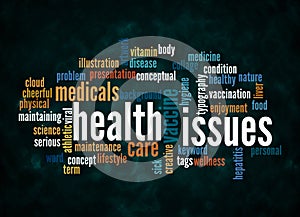 Word Cloud with health issues concept create with text only