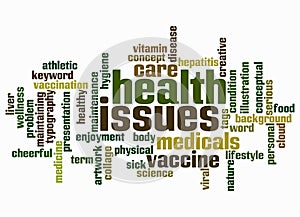 Word Cloud with health issues concept create with text only