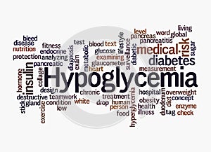 Word Cloud with HYPOGLYCEMIA concept, isolated on a white background