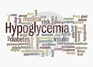 Word Cloud with HYPOGLYCEMIA concept, isolated on a white background