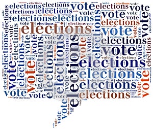 Word cloud illustration related to elections or voting photo