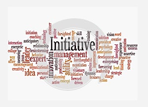 Word Cloud with INITIATIVE concept, isolated on a white background