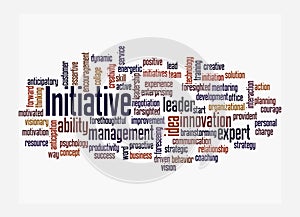 Word Cloud with INITIATIVE concept, isolated on a white background