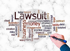 Word Cloud with LAWSUIT concept create with text only