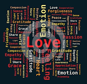 Word Cloud - Love / Passion / Heart / Gratitude