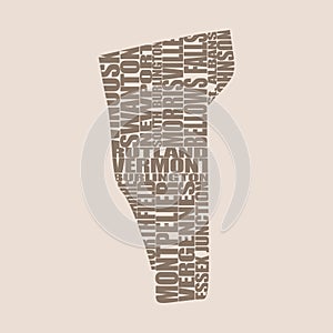 Word cloud map of Vermont state