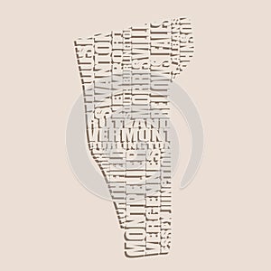 Word cloud map of Vermont state