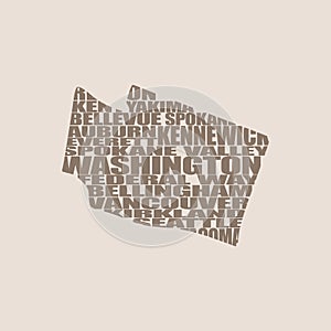 Word cloud map of Washington state