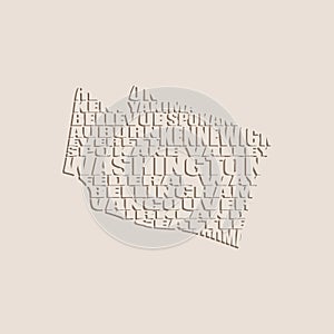 Word cloud map of Washington state