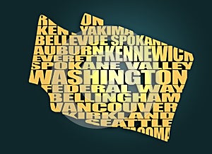 Word cloud map of Washington state
