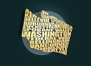 Word cloud map of Washington state
