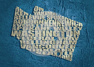Word cloud map of Washington state
