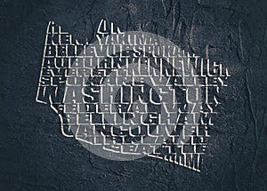 Word cloud map of Washington state