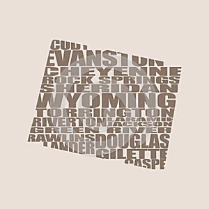 Word cloud map of Wyoming state