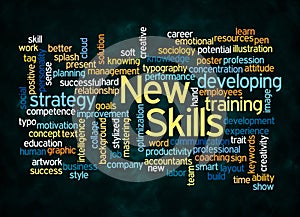 Word Cloud with NEW SKILLS concept create with text only