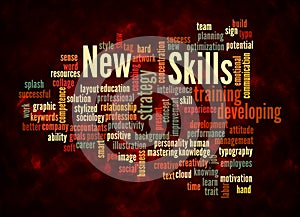 Word Cloud with NEW SKILLS concept create with text only