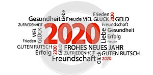 word cloud with new year 2020 greetings