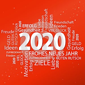 word cloud with new year 2020 greetings