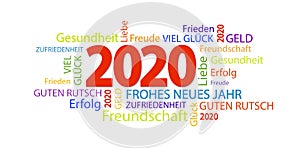 word cloud with new year 2020 greetings