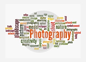 Word Cloud with PHOTOGRAPHY concept, isolated on a white background