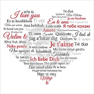 Word cloud. Phrase I love you in many languages photo
