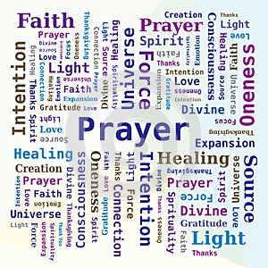 Word Cloud - Prayer in Blue Colors - Multicolored Background