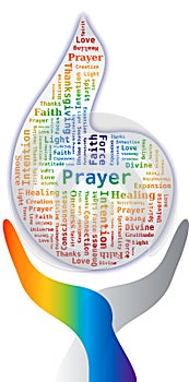 Word Cloud - Prayer in Flame Shape with Hands