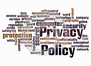 Word Cloud with PRIVACY POLICY concept create with text only