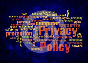 Word Cloud with PRIVACY POLICY concept create with text only