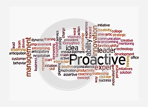 Word Cloud with PROACTIVE concept, isolated on a white background