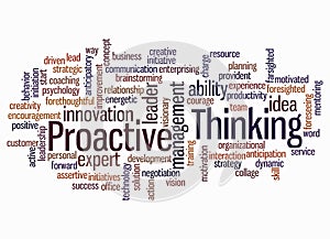 Word Cloud with PROACTIVE THINKING concept create with text only