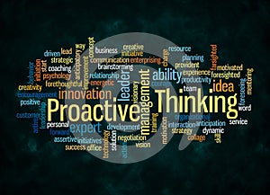 Word Cloud with PROACTIVE THINKING concept create with text only