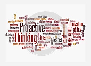 Word Cloud with PROACTIVE THINKING concept, isolated on a white background