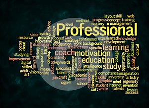Word Cloud with PROFESSIONAL concept create with text only