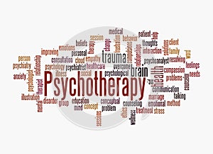 Word Cloud with PSYCHOTHERAPY concept, isolated on a white background