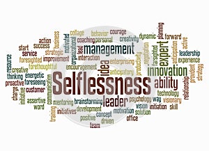 Word Cloud with SELFLESSNESS concept create with text only