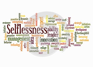 Word Cloud with SELFLESSNESS concept create with text only