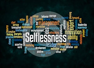 Word Cloud with SELFLESSNESS concept create with text only