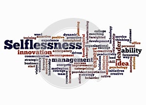 Word Cloud with SELFLESSNESS concept create with text only