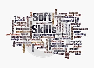 Word Cloud with SOFT SKILLS concept, isolated on a white background